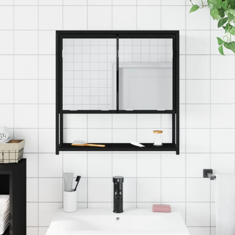vidaXL Badkamerspiegelkast 60x16x60 cm bewerkt hout zwart afbeelding3 - 1