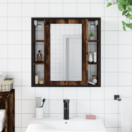 vidaXL Badkamerspiegelkast 60x16x60 cm bewerkt hout gerookt eikenkleur afbeelding3 - 1