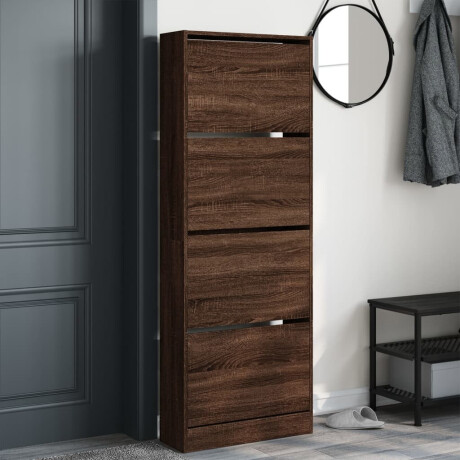 vidaXL Schoenenkast 60x21x163,5 cm bewerkt hout bruin eikenkleur afbeelding3 - 1