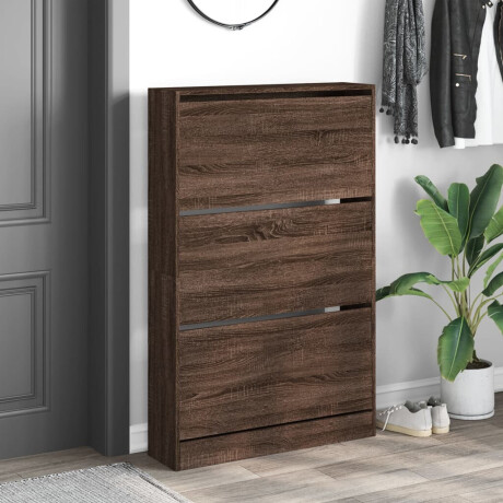 vidaXL Schoenenkast 80x21x125,5 cm bewerkt hout bruin eikenkleur afbeelding3 - 1