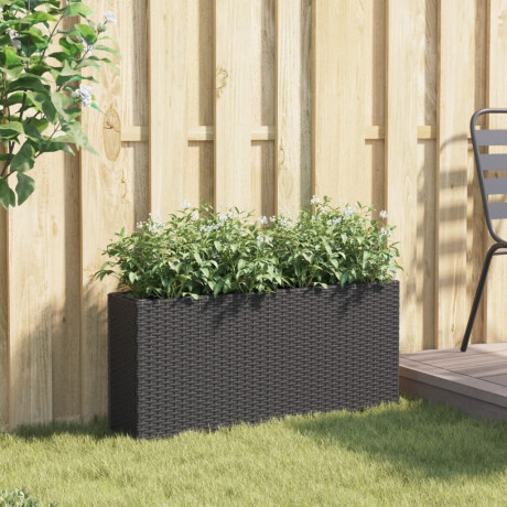 vidaXL Plantenbak met 2 potten 90x20x40 cm poly rattan zwart afbeelding3 - 1