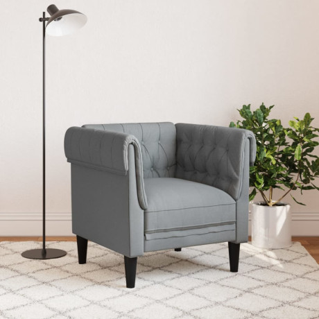 vidaXL Fauteuil Chesterfield-stijl stof lichtgrijs afbeelding3 - 1