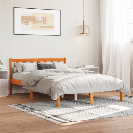 vidaXL Bed met matras massief grenenhout wasbruin 140x190 cm afbeelding3 - 1