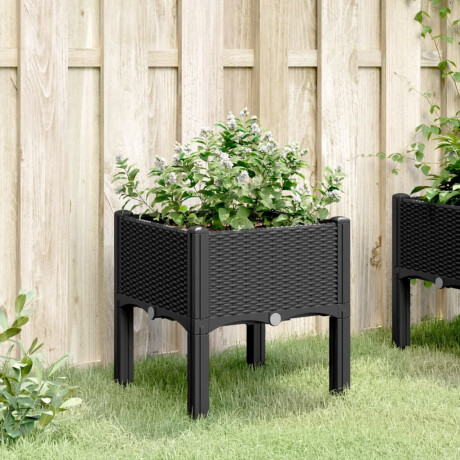 vidaXL Plantenbak met poten 40x40x42 cm polypropeen zwart afbeelding3 - 1