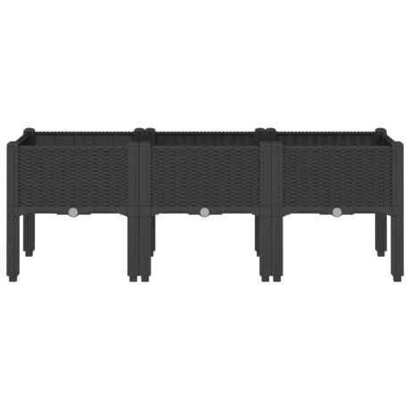 vidaXL Plantenbak met poten 120x40x42 cm polypropeen zwart afbeelding3 - 1