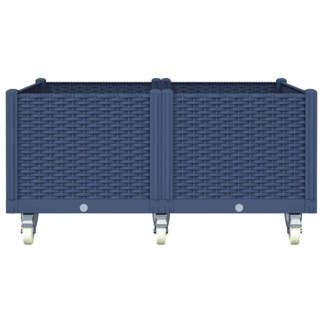 vidaXL Plantenbak met wielen 100x80x54 cm polypropeen blauwgrijs afbeelding3 - 1