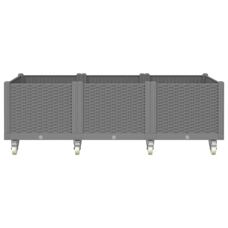 vidaXL Plantenbak met wielen 150x80x54 cm polypropeen lichtgrijs afbeelding3 - 1