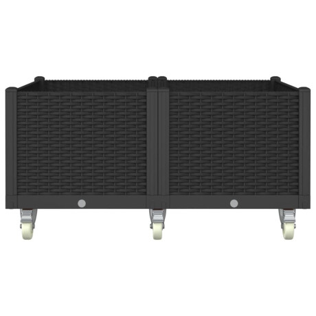 vidaXL Plantenbak met wielen 100x80x54 cm polypropeen zwart afbeelding3 - 1