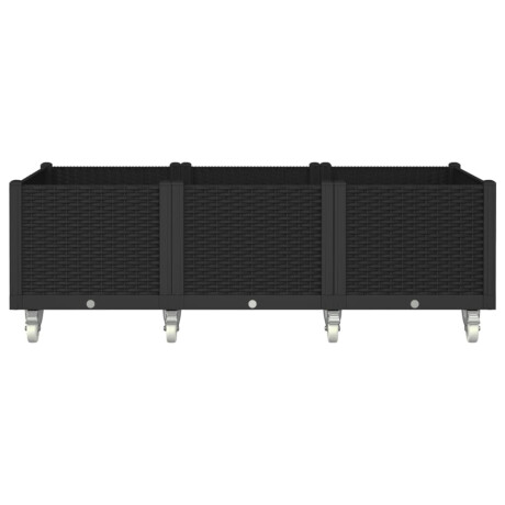 vidaXL Plantenbak met wielen 150x80x54 cm polypropeen zwart afbeelding3 - 1
