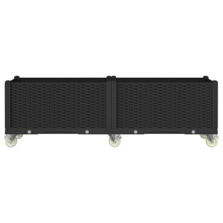 vidaXL Plantenbak met wielen 160x50x54 cm polypropeen zwart afbeelding3 - 1