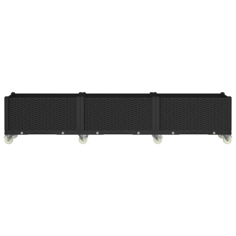 vidaXL Plantenbak met wielen 240x50x54 cm polypropeen zwart afbeelding3 - 1