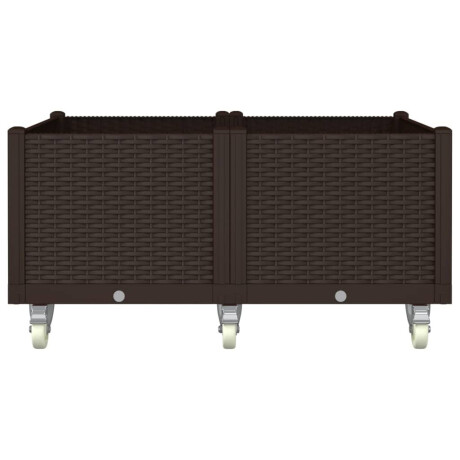vidaXL Plantenbak met wielen 100x80x54 cm polypropeen bruin afbeelding3 - 1