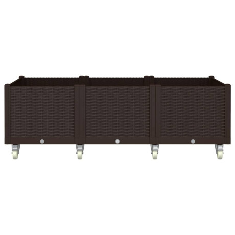 vidaXL Plantenbak met wielen 150x80x54 cm polypropeen bruin afbeelding3 - 1