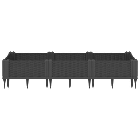 vidaXL Plantenbak met pinnen 125x40x28,5 cm polypropeen zwart afbeelding3 - 1