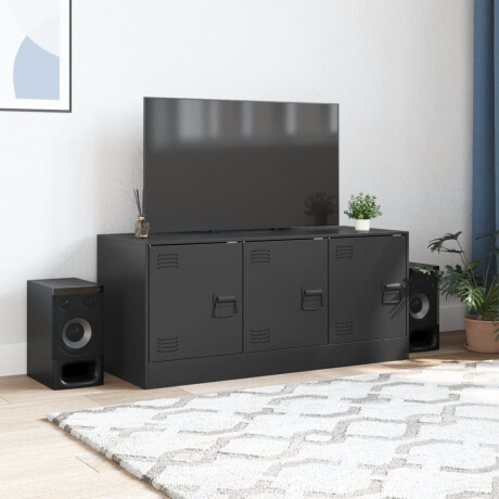 vidaXL Tv-meubel 99x39x44 cm staal zwart afbeelding3 - 1