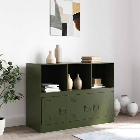 vidaXL Dressoir 99x39x73 cm staal olijfgroen afbeelding3 - 1