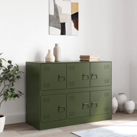 vidaXL Dressoir 99x39x73 cm staal olijfgroen afbeelding3 - 1