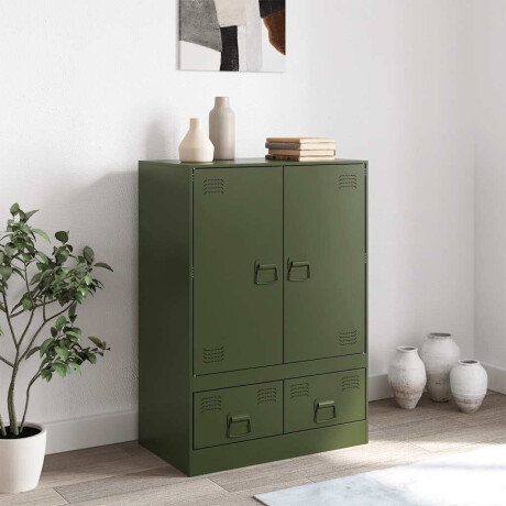 vidaXL Hoge kast 67x39x95 cm staal olijfgroen afbeelding3 - 1