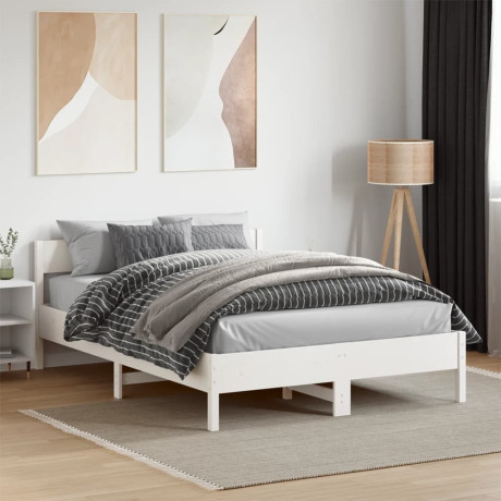 vidaXL Bedframe zonder matras massief grenenhout wit 120x190 cm afbeelding3 - 1