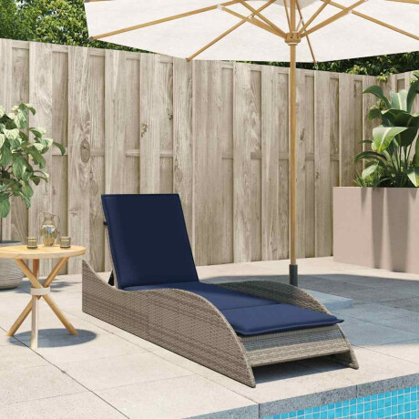 vidaXL Ligbed met kussen grijs 60x205x73 cm poly rattan afbeelding3 - 1