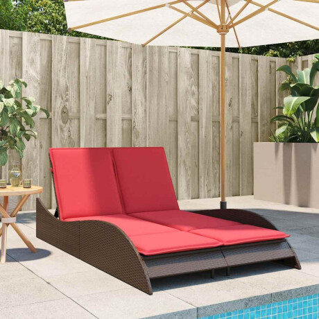 vidaXL Ligbed met kussens bruin 114x205x73 cm poly rattan afbeelding3 - 1