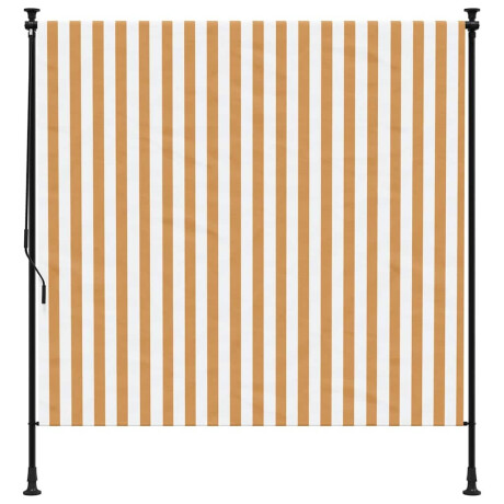 vidaXL Rolgordijn voor buiten 200x270 cm stof en staal oranje en wit afbeelding3 - 1