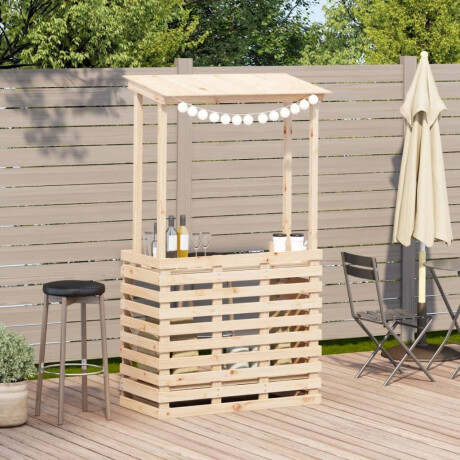 vidaXL Tuinbartafel met dak 112,5x57x195,5 cm massief hout afbeelding3 - 1