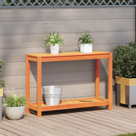 vidaXL Oppottafel met schap 108x35x75 cm massief grenenhout wasbruin afbeelding3 - 1