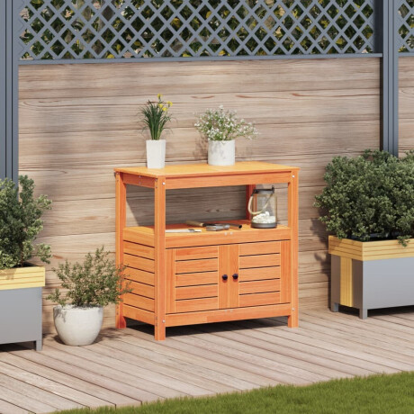 vidaXL Oppottafel met schappen 82,5x45x81 cm massief grenenhout bruin afbeelding3 - 1