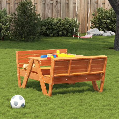 vidaXL Picknicktafel voor kinderen 88x122x58 cm grenenhout wasbruin afbeelding3 - 1