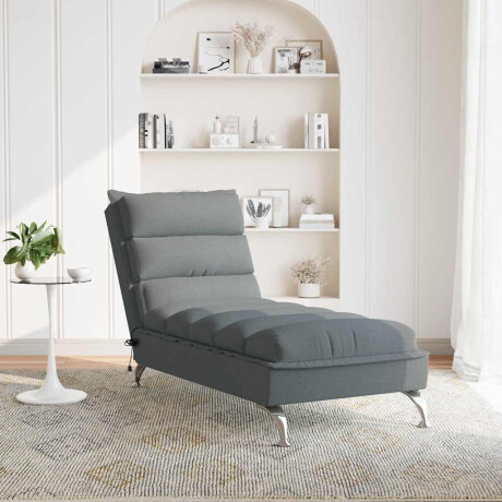 vidaXL Massage chaise longue met kussens stof donkergrijs afbeelding3 - 1