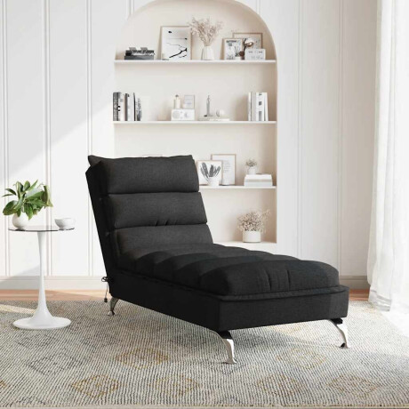 vidaXL Massage chaise longue met kussens stof zwart afbeelding3 - 1
