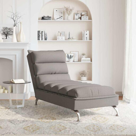 vidaXL Massage chaise longue met kussens stof taupe afbeelding3 - 1