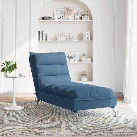 vidaXL Massage chaise longue met kussens stof blauw afbeelding3 - 1