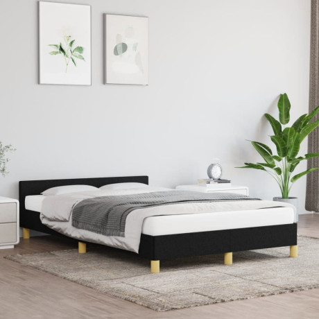 vidaXL Bedframe met hoofdbord stof zwart 120x190 cm afbeelding3 - 1