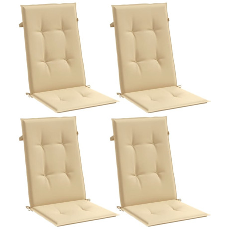 vidaXL Stoelkussens 4 st hoge rug 120x50x4 cm stof gemêleerd beige afbeelding3 - 1