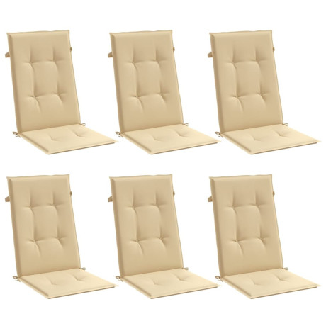 vidaXL Stoelkussens 6 st hoge rug 120x50x4 cm stof gemêleerd beige afbeelding3 - 1