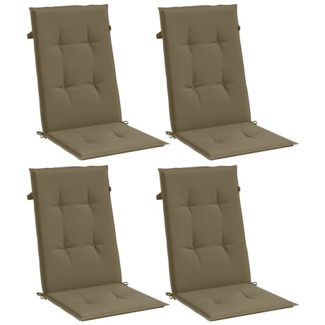 vidaXL Stoelkussens 4 st hoge rug 120x50x4 cm stof gemêleerd taupe afbeelding3 - 1