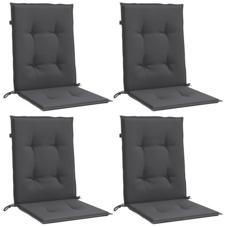 vidaXL Stoelkussens 4 st lage rug 100x50x4 cm stof gemêleerd antraciet afbeelding3 - 1