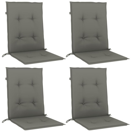 vidaXL Stoelkussens 4 st lage rug 100x50x4 cm stof donkergrijs afbeelding3 - 1