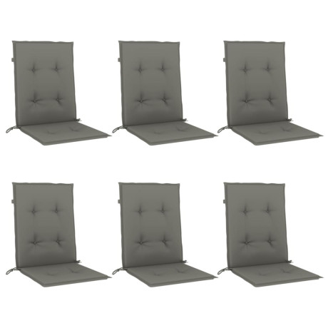 vidaXL Stoelkussens 6 st lage rug 100x50x4 cm stof donkergrijs afbeelding3 - 1