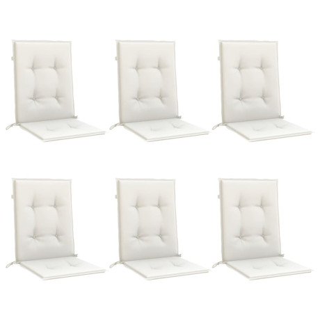vidaXL Stoelkussens 6 st lage rug 100x50x4 cm stof gemêleerd crème afbeelding3 - 1