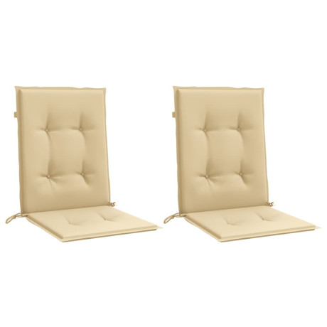 vidaXL Stoelkussens 2 st lage rug 100x50x4 cm stof gemêleerd beige afbeelding3 - 1