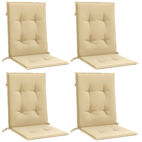 vidaXL Stoelkussens 4 st lage rug 100x50x4 cm stof gemêleerd beige afbeelding3 - 1