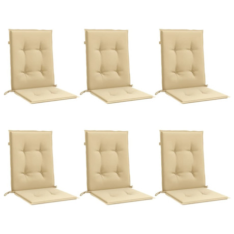vidaXL Stoelkussens 6 st lage rug 100x50x4 cm stof gemêleerd beige afbeelding3 - 1