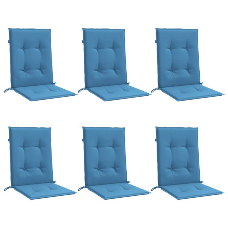 vidaXL Stoelkussens 6 st lage rug 100x50x4 cm stof gemêleerd blauw afbeelding3 - 1