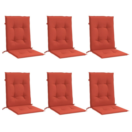 vidaXL Stoelkussens 6 st lage rug 100x50x4 cm stof gemêleerd rood afbeelding3 - 1