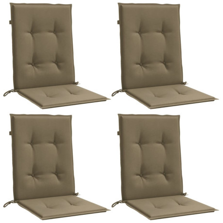 vidaXL Stoelkussens 4 st lage rug 100x50x4 cm stof gemêleerd taupe afbeelding3 - 1