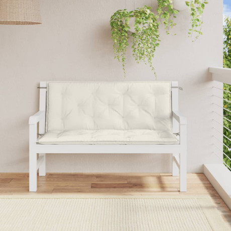 vidaXL Tuinbankkussens 2 st 120x50x7 cm stof gemêleerd crèmekleurig afbeelding3 - 1