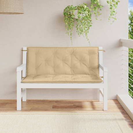 vidaXL Tuinbankkussens 2 st 120x50x7 cm stof gemêleerd beige afbeelding3 - 1
